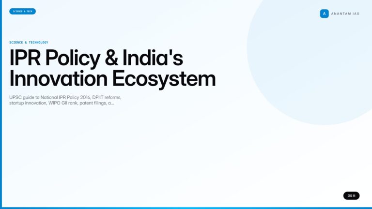 IPR Policy & India's Innovation Ecosystem (UPSC Science & Tech) — UPSC featured image