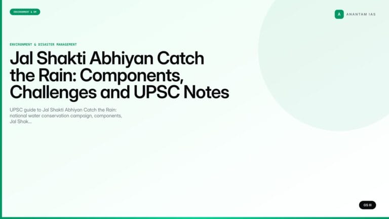Jal Shakti Abhiyan Catch the Rain: Components, Challenges and UPSC Notes (UPSC Environment) — UPSC featured image