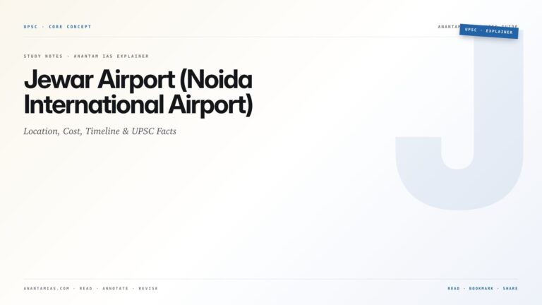 Jewar Airport (Noida International Airport): Location, Cost, Timeline & UPSC Facts — featured card for Anantam IAS UPSC guide.