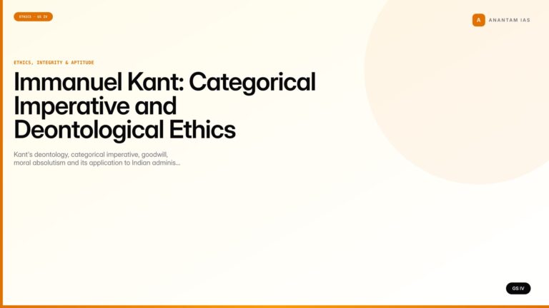 Immanuel Kant: Categorical Imperative and Deontological Ethics (UPSC Ethics — GS IV) — UPSC featured image