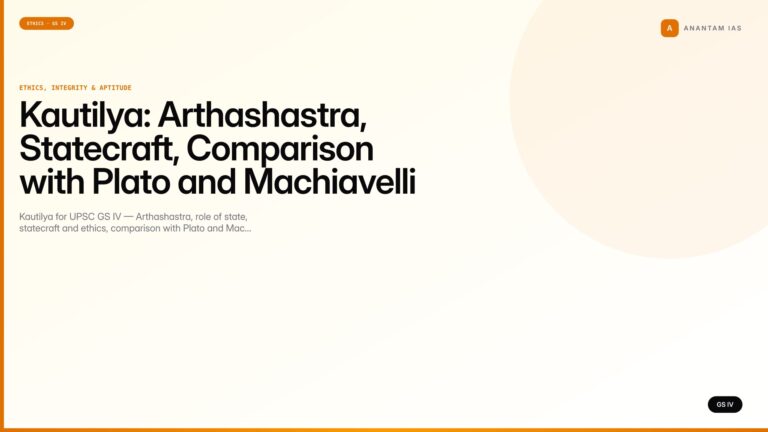 Kautilya: Arthashastra, Statecraft, Comparison with Plato and Machiavelli (UPSC GS IV) — UPSC featured image