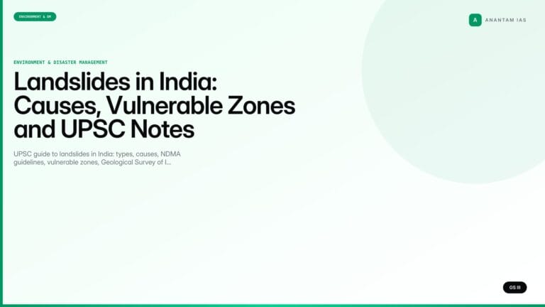 Landslides in India: Causes, Vulnerable Zones and UPSC Notes (UPSC Environment) — UPSC featured image