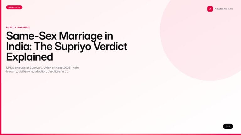 Same-Sex Marriage in India: The Supriyo Verdict Explained (UPSC) — UPSC featured image