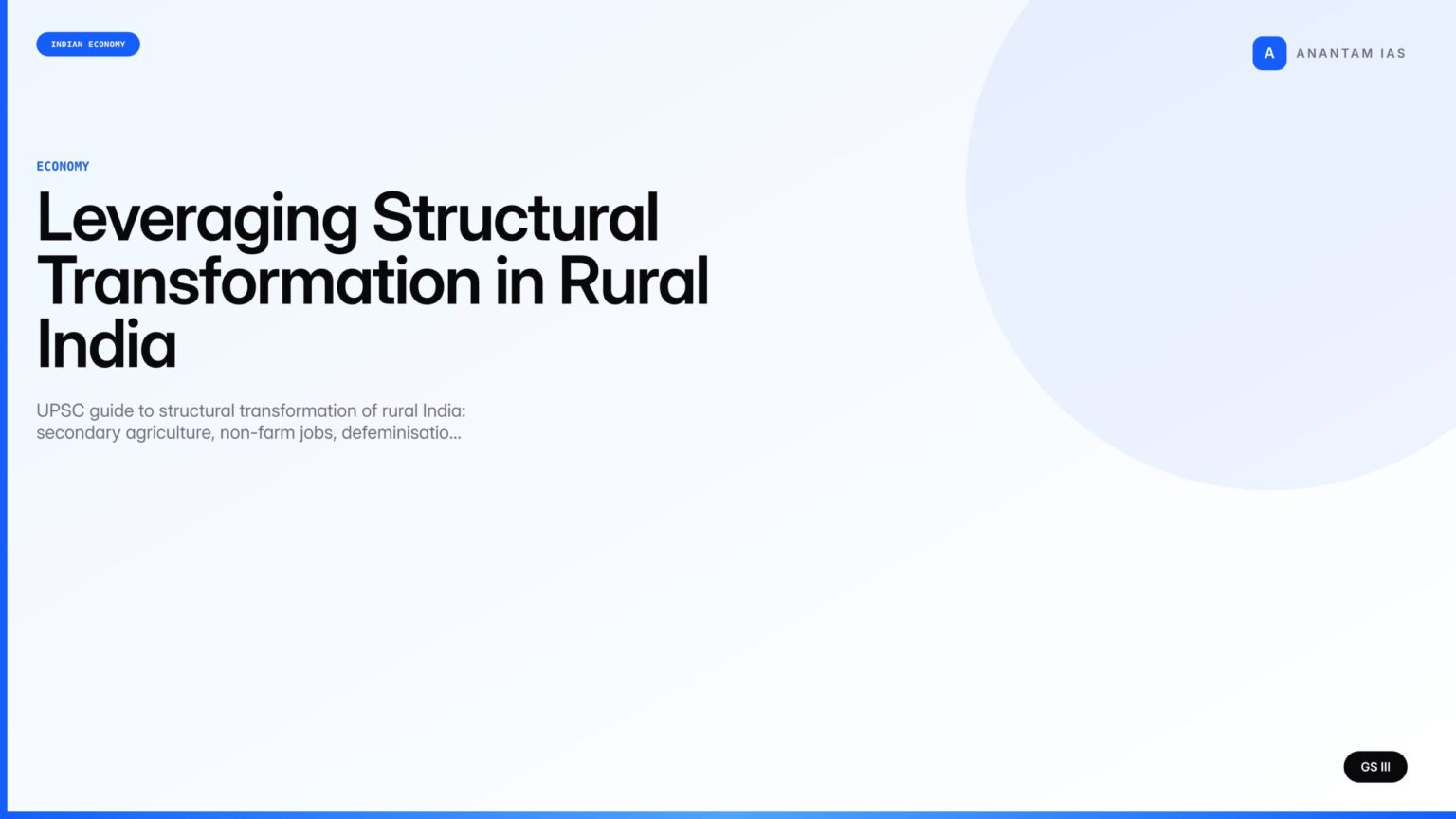 Leveraging Structural Transformation in Rural India (UPSC Economy ...