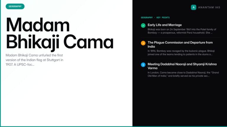Madam Bhikaji Cama: The First Indian to Unfurl the Tricolour Abroad — UPSC study guide featured image by Anantam IAS