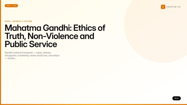 Mahatma Gandhi: Ethics of Truth, Non-Violence and Public Service (UPSC Ethics — GS IV) — UPSC featured image