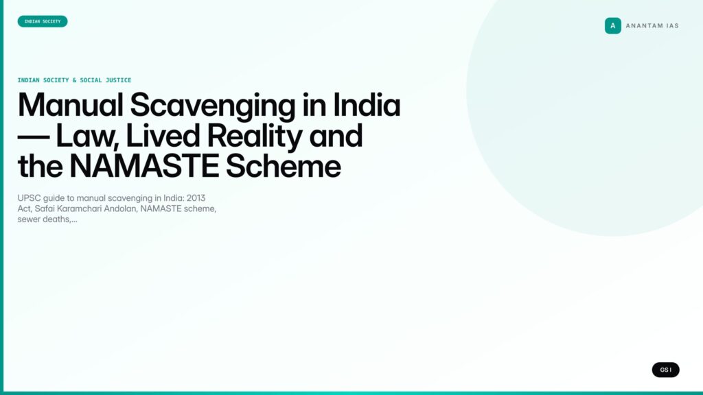 Manual Scavenging in India — Law, Lived Reality and the NAMASTE Scheme (UPSC Indian Society) — UPSC featured image