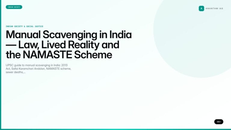 Manual Scavenging in India — Law, Lived Reality and the NAMASTE Scheme (UPSC Indian Society) — UPSC featured image