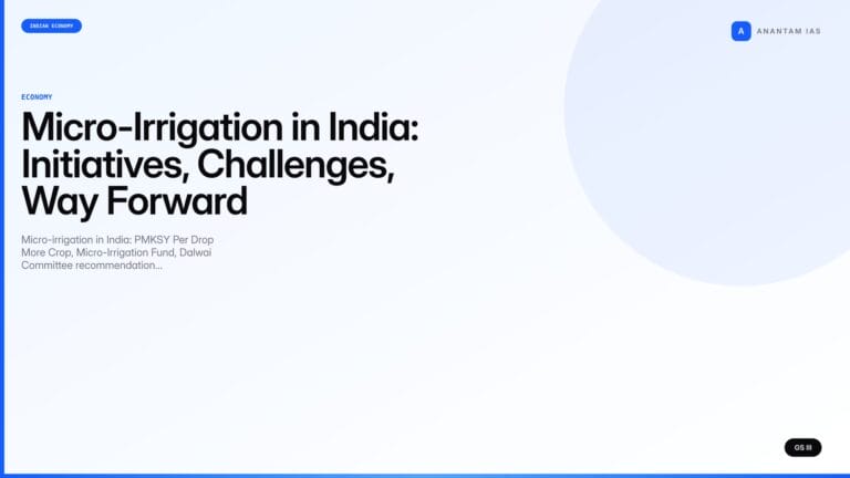Micro-Irrigation in India: Initiatives, Challenges, Way Forward (UPSC Economy) — UPSC featured image