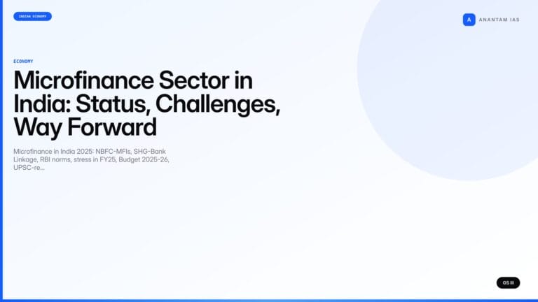 Microfinance Sector in India: Status, Challenges, Way Forward (UPSC Economy) — UPSC featured image