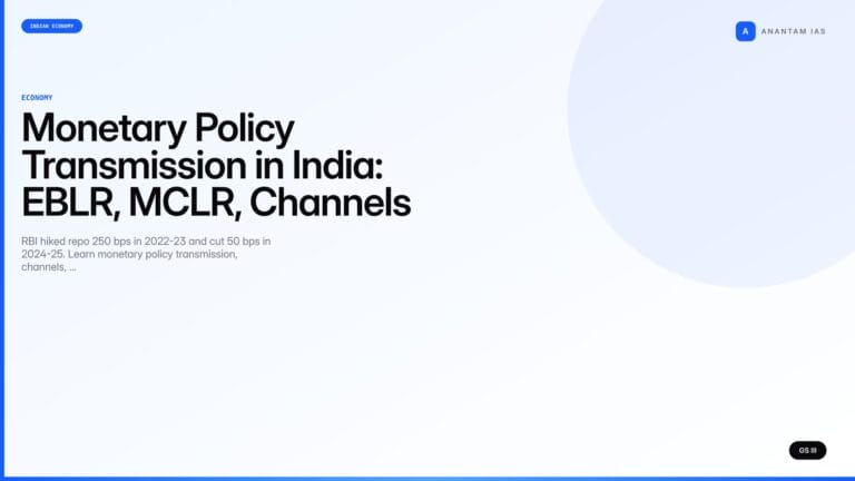 Monetary Policy Transmission in India: EBLR, MCLR, Channels (UPSC) — UPSC featured image