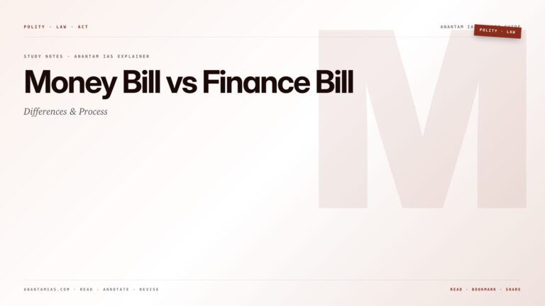 Money Bill vs Finance Bill: Differences & Process — featured card for Anantam IAS UPSC guide.