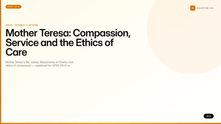 Mother Teresa: Compassion, Service and the Ethics of Care (UPSC Ethics — GS IV) — UPSC featured image