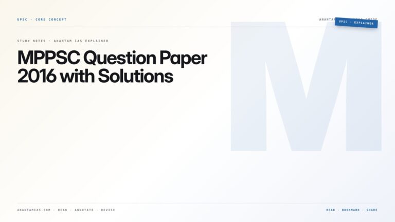 MPPSC Question Paper 2016 with Solutions — featured card for Anantam IAS UPSC guide.