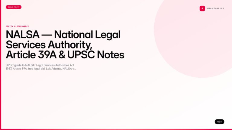 NALSA — National Legal Services Authority, Article 39A & UPSC Notes — UPSC featured image