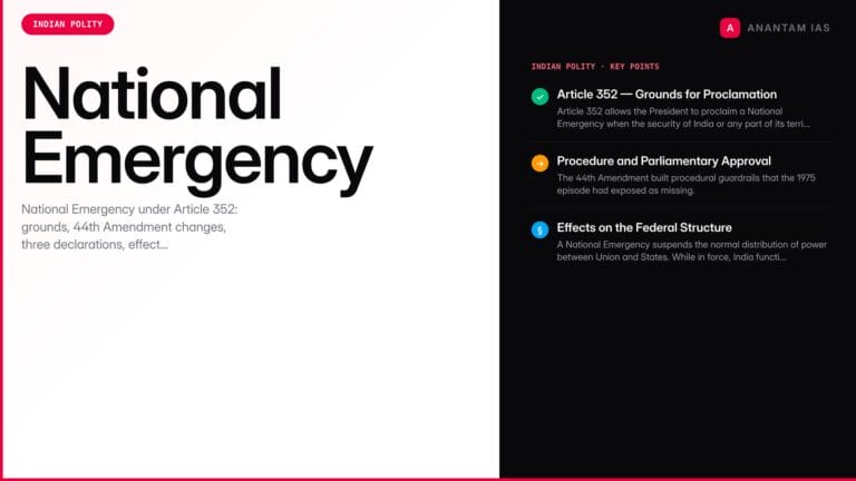 National Emergency — Article 352 of the Indian Constitution Explained — UPSC study guide featured image by Anantam IAS
