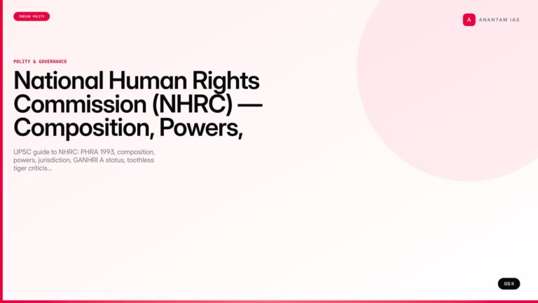 National Human Rights Commission (NHRC) — Composition, Powers, Issues, Reforms (UPSC Polity) — UPSC featured image