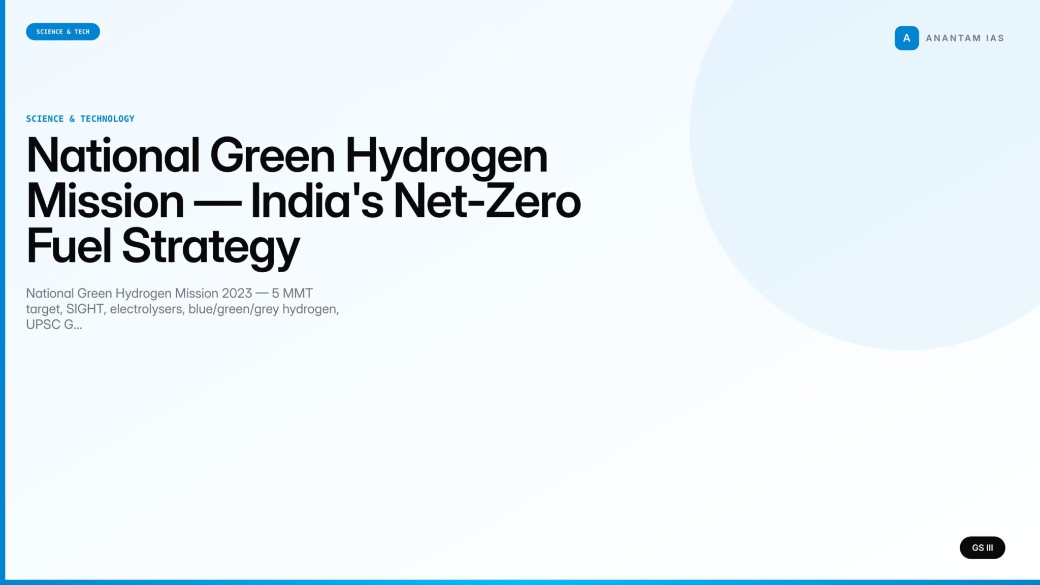 National Green Hydrogen Mission — India's Net-Zero Fuel Strategy (UPSC ...