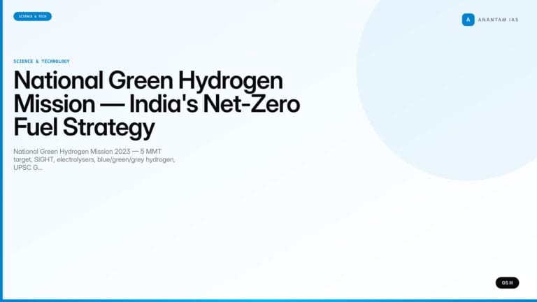 National Green Hydrogen Mission — India's Net-Zero Fuel Strategy (UPSC Science & Tech) — UPSC featured image