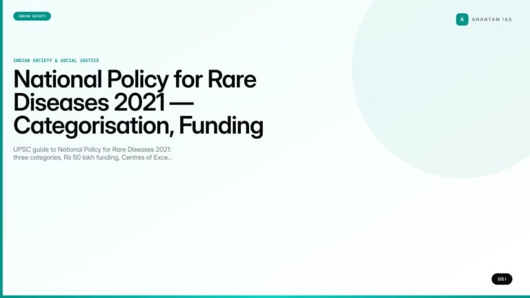National Policy for Rare Diseases 2021 — Categorisation, Funding and Patient Access (UPSC Indian Society) — UPSC featured image