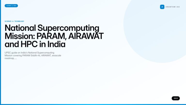 National Supercomputing Mission: PARAM, AIRAWAT and HPC in India (UPSC Science & Tech) — UPSC featured image