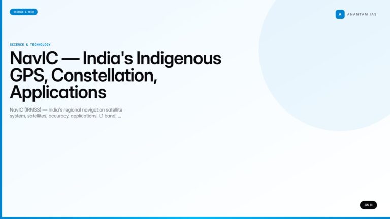 NavIC — India's Indigenous GPS, Constellation, Applications (UPSC Science & Tech) — UPSC featured image