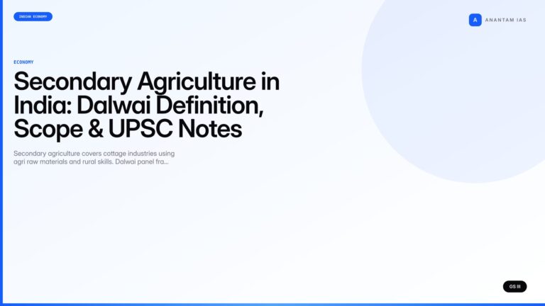 Secondary Agriculture in India: Dalwai Definition, Scope & UPSC Notes — UPSC featured image