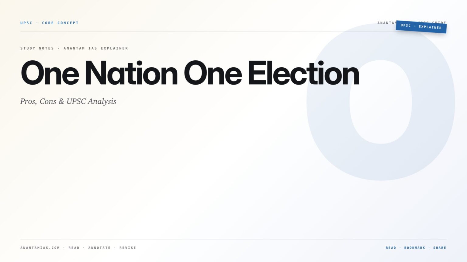 One Nation Raves One Nation, One Election: Efficiency vs Federalism - Anantam IAS