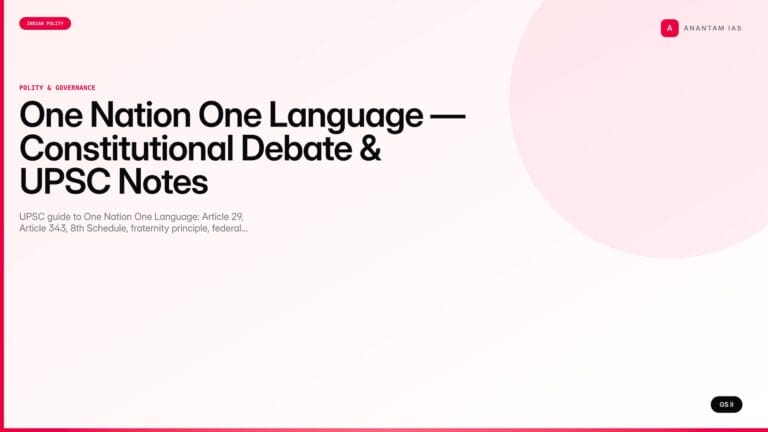 One Nation One Language — Constitutional Debate & UPSC Notes — UPSC featured image