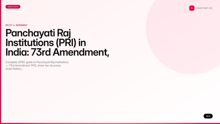 Panchayati Raj Institutions (PRI) in India: 73rd Amendment, Gram Nyayalayas & Local Democracy (UPSC) — UPSC featured image