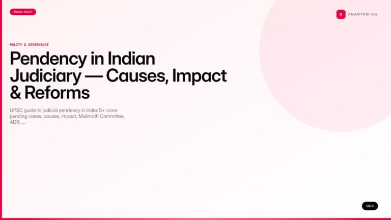Pendency in Indian Judiciary — Causes, Impact & Reforms (UPSC Polity) — UPSC featured image
