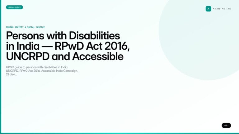 Persons with Disabilities in India — RPwD Act 2016, UNCRPD and Accessible India (UPSC Indian Society) — UPSC featured image