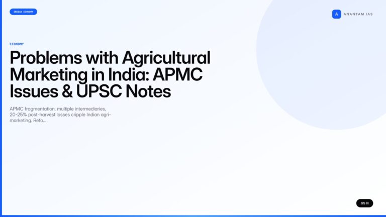 Problems with Agricultural Marketing in India: APMC Issues & UPSC Notes — UPSC featured image