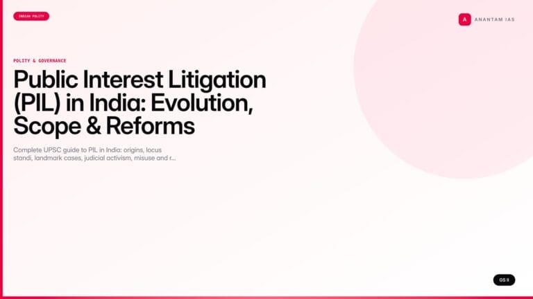 Public Interest Litigation (PIL) in India: Evolution, Scope & Reforms (UPSC Polity) — UPSC featured image