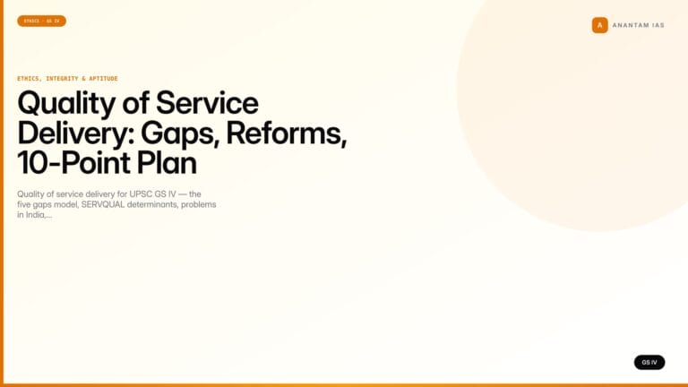Quality of Service Delivery: Gaps, Reforms, 10-Point Plan (UPSC Ethics — GS IV) — UPSC featured image