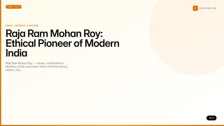 Raja Ram Mohan Roy: Ethical Pioneer of Modern India (UPSC Ethics — GS IV) — UPSC featured image