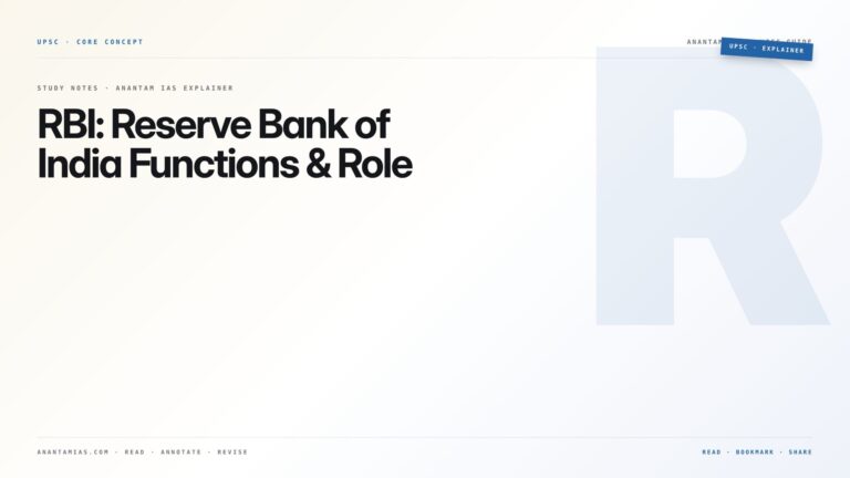 RBI: Reserve Bank of India Functions & Role — featured card for Anantam IAS UPSC guide.