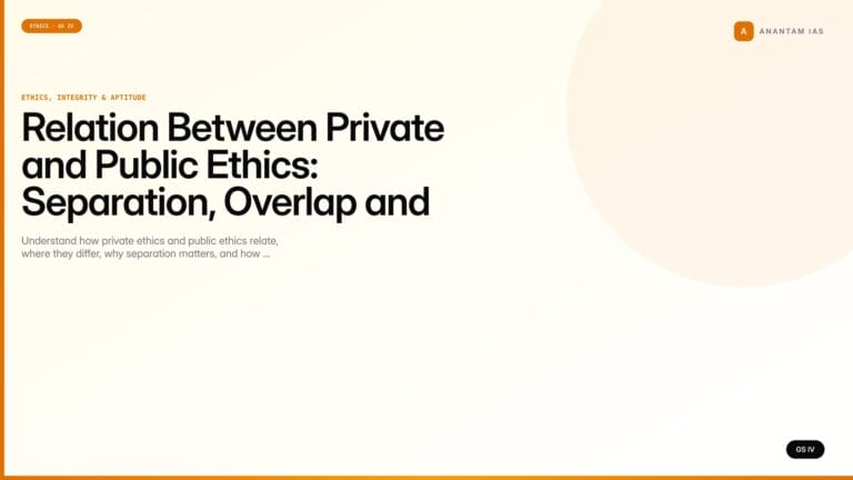 Relation Between Private and Public Ethics: Separation, Overlap and Conflict (UPSC Ethics — GS IV) — UPSC featured image