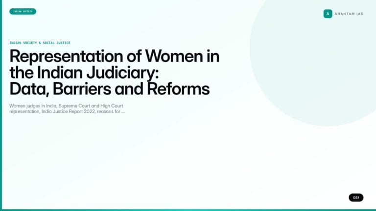 Representation of Women in the Indian Judiciary: Data, Barriers and Reforms (UPSC Indian Society) — UPSC featured image