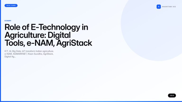 Role of E-Technology in Agriculture: Digital Tools, e-NAM, AgriStack UPSC — UPSC featured image