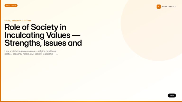 Role of Society in Inculcating Values — Strengths, Issues and Ethics (UPSC GS IV) — UPSC featured image