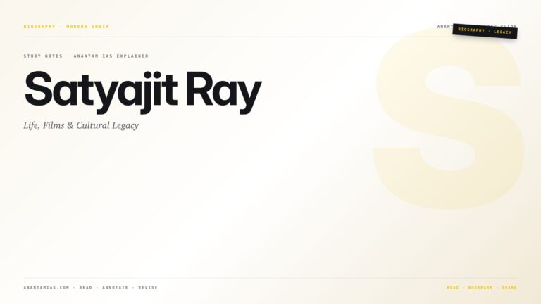 Satyajit Ray: Life, Films & Cultural Legacy — featured card for Anantam IAS UPSC guide.