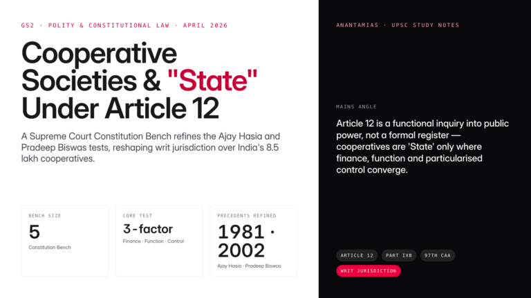 Supreme Court Constitution Bench refines Ajay Hasia and Pradeep Biswas tests to decide when cooperative societies qualif