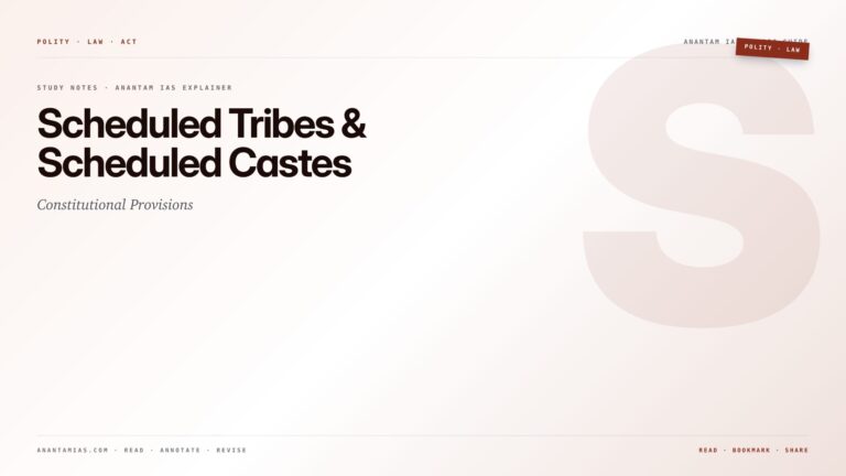 Scheduled Tribes & Scheduled Castes: Constitutional Provisions — featured card for Anantam IAS UPSC guide.