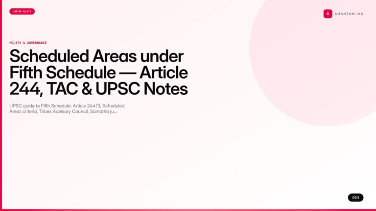 Scheduled Areas under Fifth Schedule — Article 244, TAC & UPSC Notes — UPSC featured image