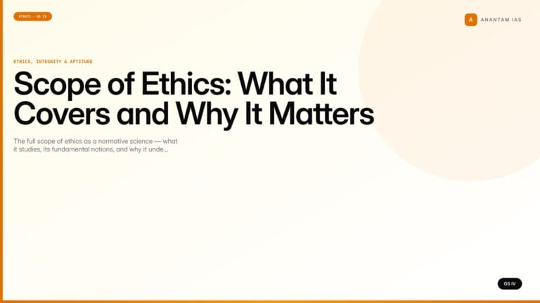 Scope of Ethics: What It Covers and Why It Matters (UPSC Ethics — GS IV) — UPSC featured image