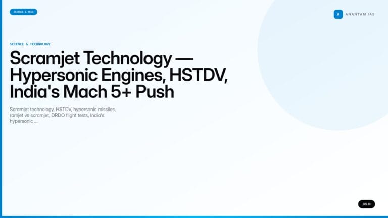Scramjet Technology — Hypersonic Engines, HSTDV, India's Mach 5+ Push (UPSC Science & Tech) — UPSC featured image