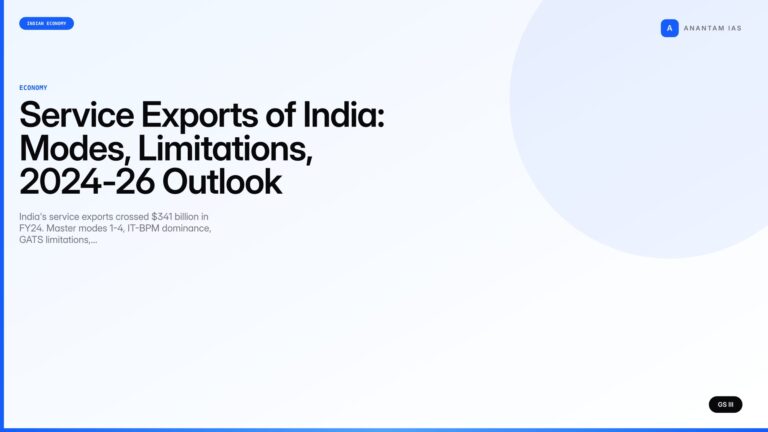 Service Exports of India: Modes, Limitations, 2024-26 Outlook (UPSC Economy) — UPSC featured image
