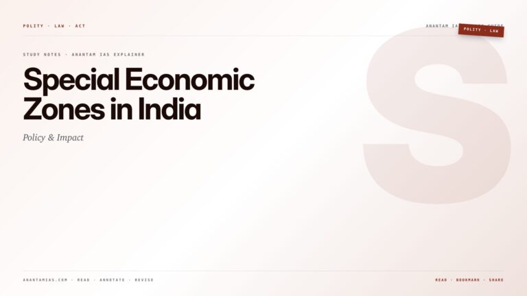 Special Economic Zones in India: Policy & Impact — featured card for Anantam IAS UPSC guide.
