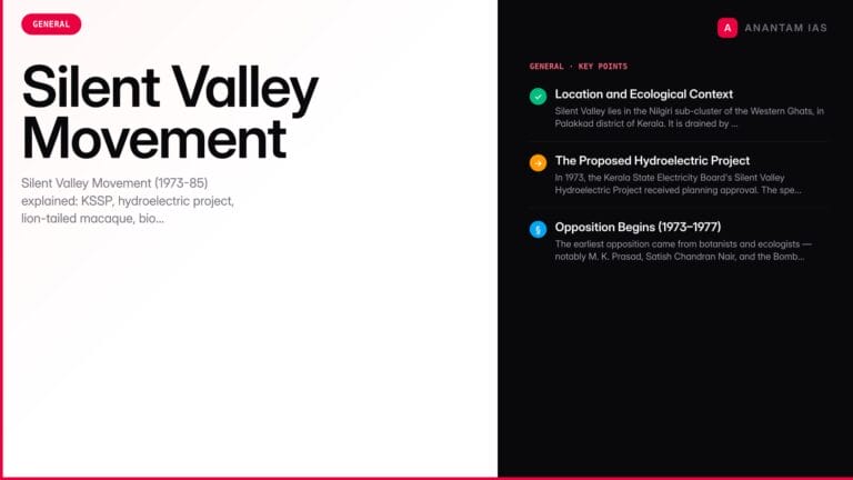 Silent Valley Movement: How Kerala Saved a Rainforest — UPSC study guide featured image by Anantam IAS